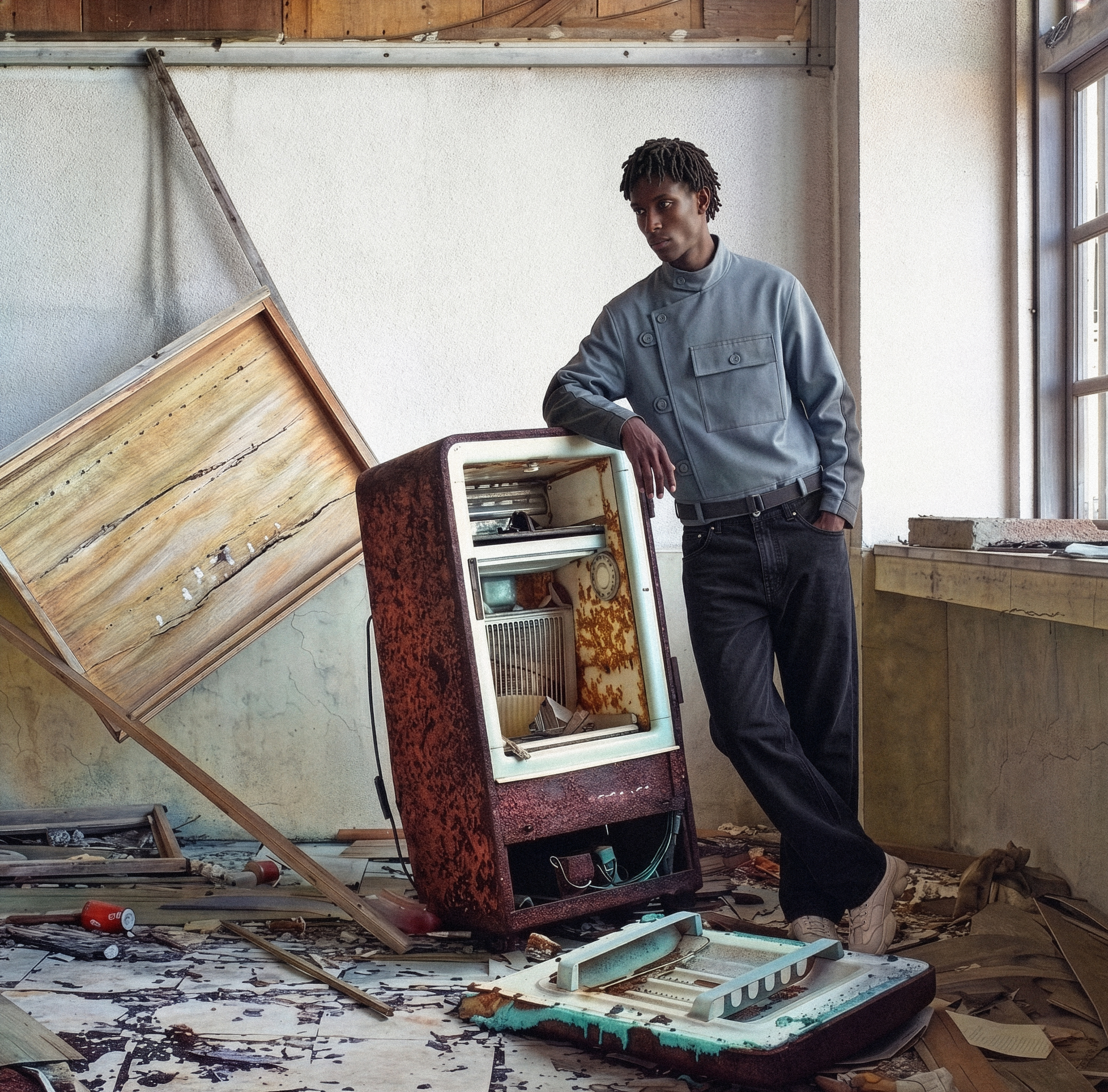 Photo of a man in a room using a tablet computer