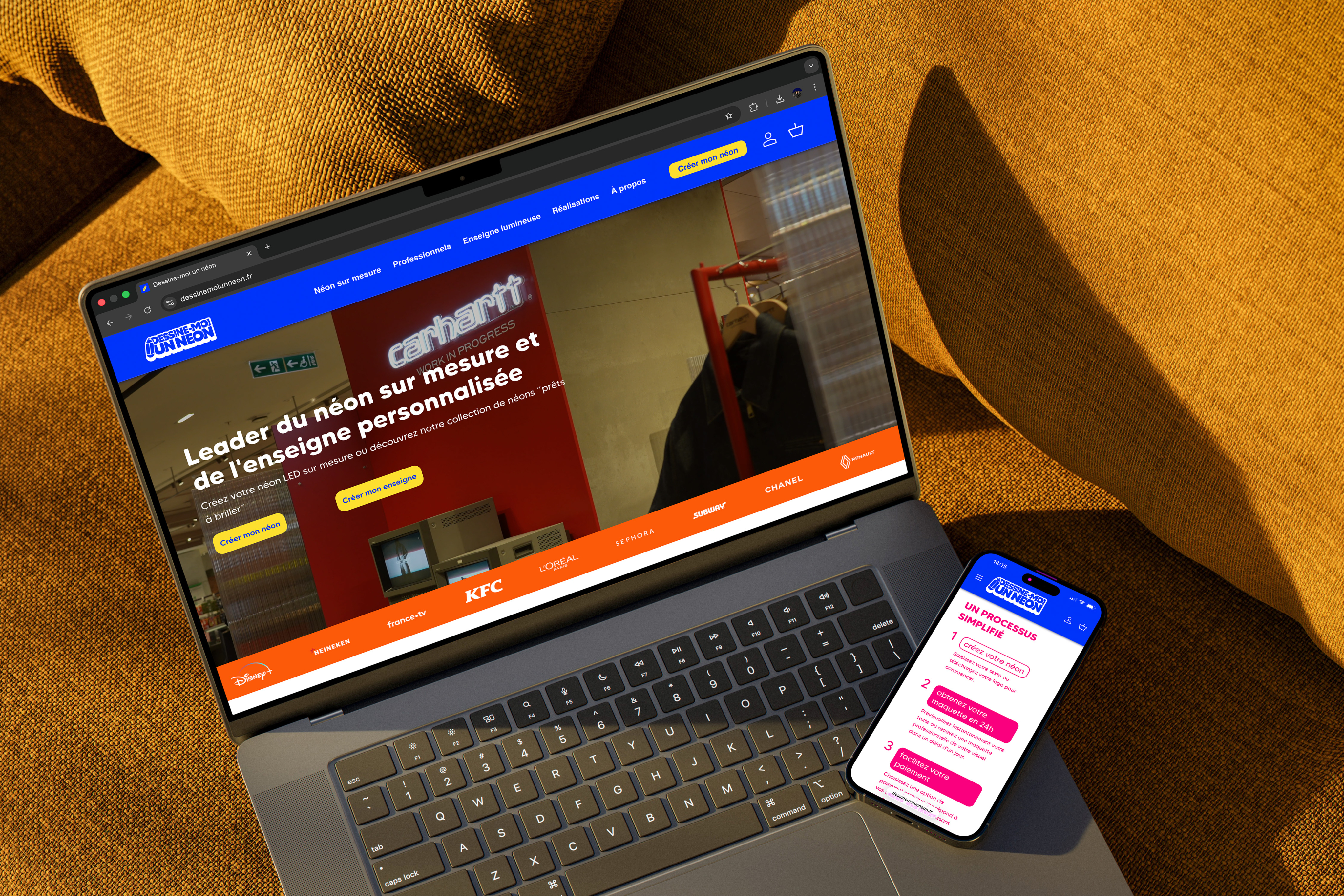 Photo of a man in a room using a tablet computer